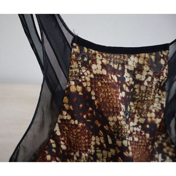 Intimately Free People OB1557014 Women's Sz S Brown Night Out Snakeskin Bodysuit - Picture 3 of 11